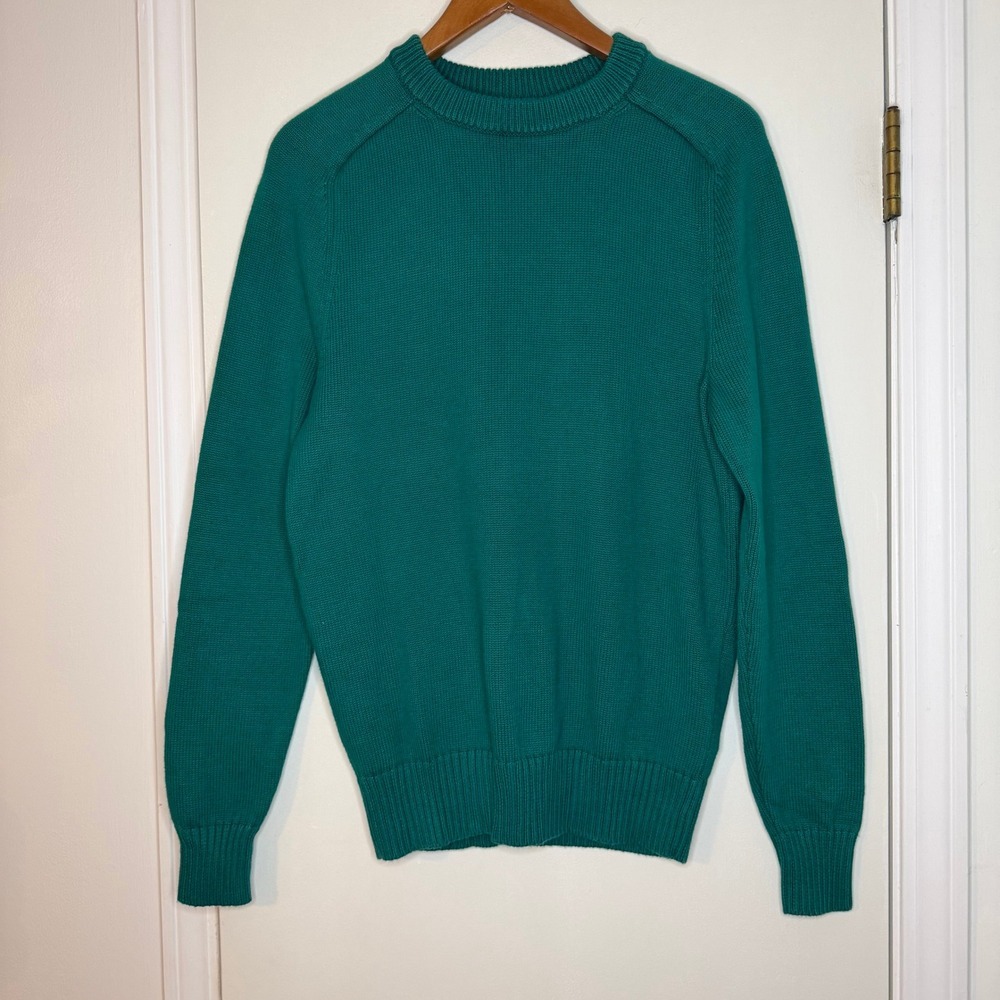 J. Crew Knit for J. Crew Teal Green Cotton Crew Neck Sweater XS